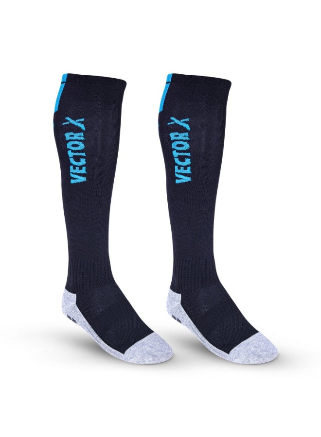 Vector X League Football Stockings for Men & Women, Football Socks - Junior, Navy - Image 1